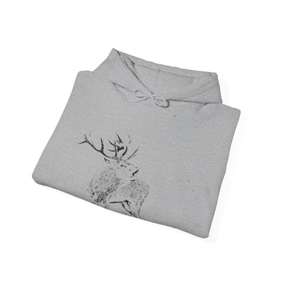 Unisex Sketch Groaning Deer Hooded Sweatshirt